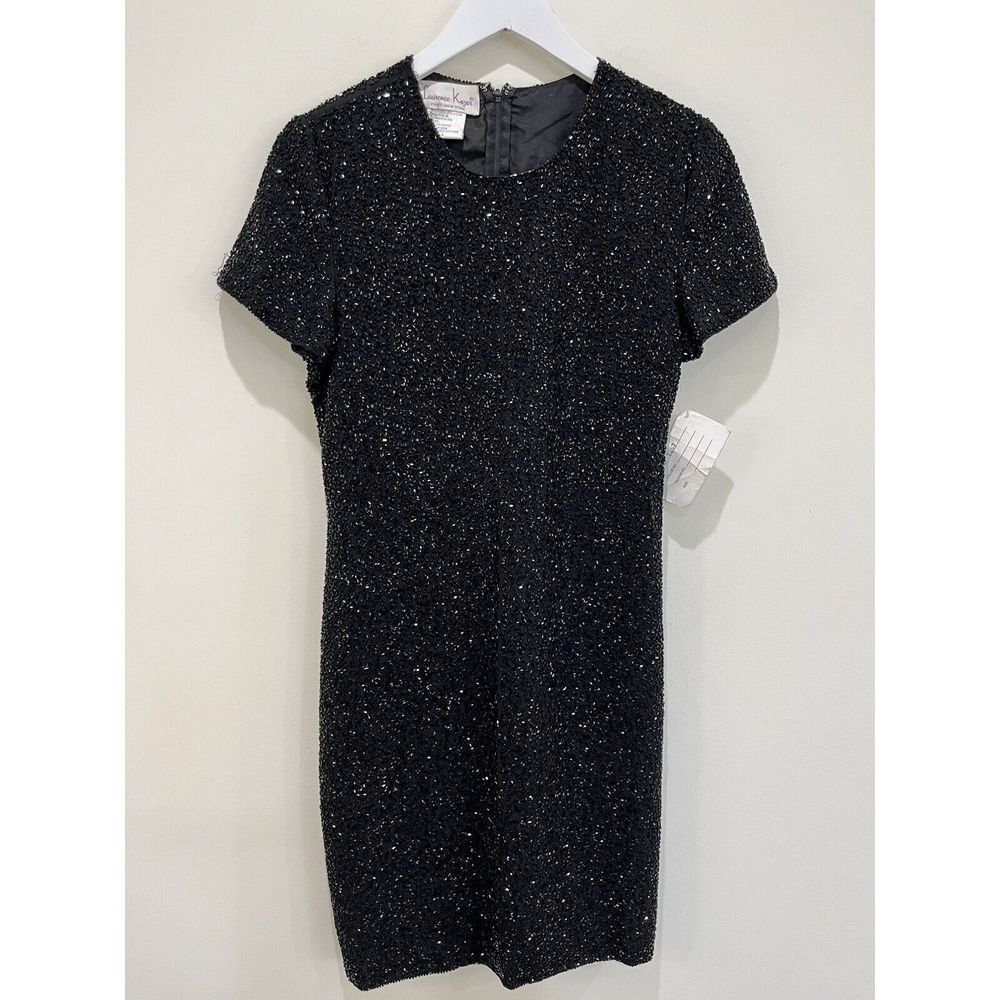Vtg Laurence Kazar‎ Paris New York Black beaded dress L Cocktail Old Money New
